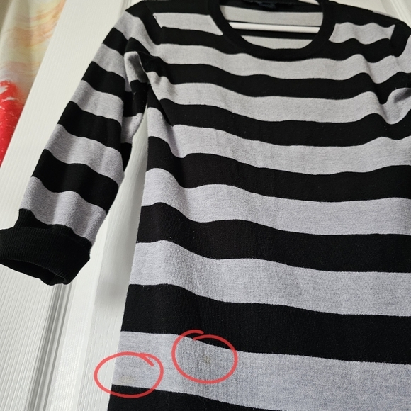 French Connection Black and Gray Striped Sweater Dress - Size 12 - Picture 12 of 14